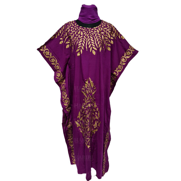 Kaftulp 004 Women’s Cotton Floral Multicoloured Kaftan Maxi Dress Free Size With Matching Scarf 182149
