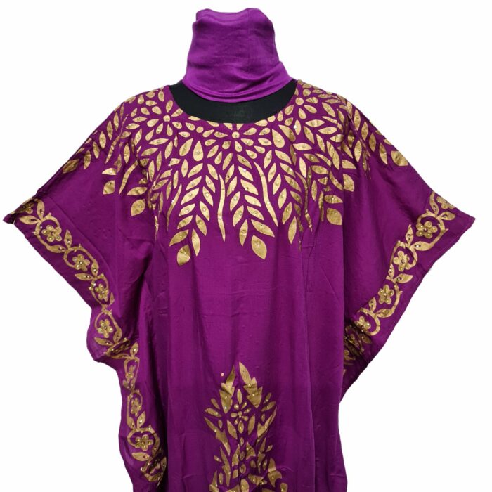 Kaftulp 004 Women’s Cotton Floral Multicoloured Kaftan Maxi Dress Free Size With Matching Scarf 182206