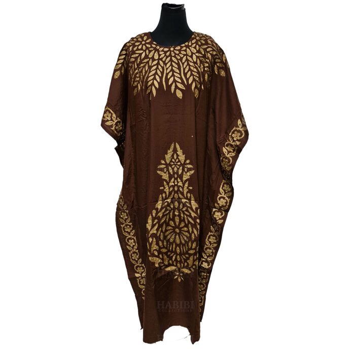 Kaftulp 006 Women’s Cotton Floral Multicoloured Kaftan Maxi Dress Free Size With Matching Scarf 183300