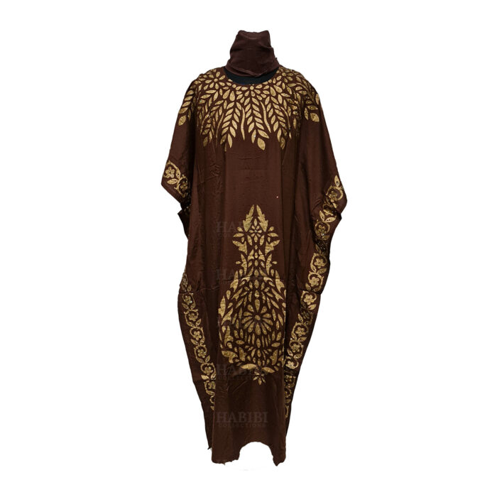 Kaftulp 006 Women’s Cotton Floral Multicoloured Kaftan Maxi Dress Free Size With Matching Scarf 183326