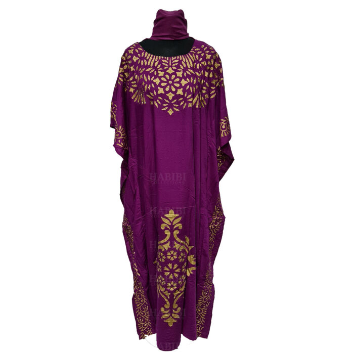 Kaftulp 008 Women’s Cotton Floral Multicoloured Kaftan Maxi Dress Free Size With Matching Scarf 183937