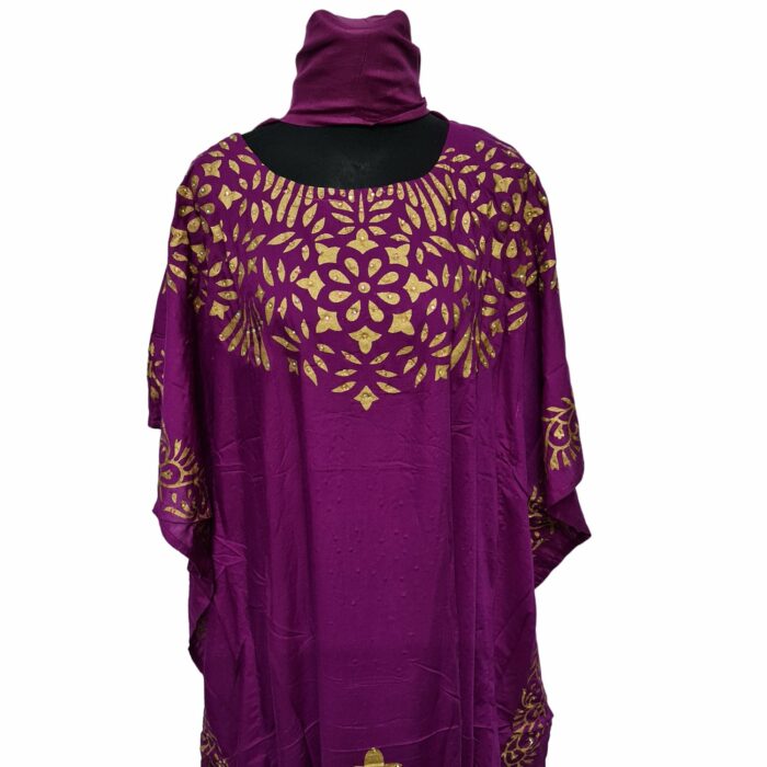 Kaftulp 008 Women’s Cotton Floral Multicoloured Kaftan Maxi Dress Free Size With Matching Scarf 183946