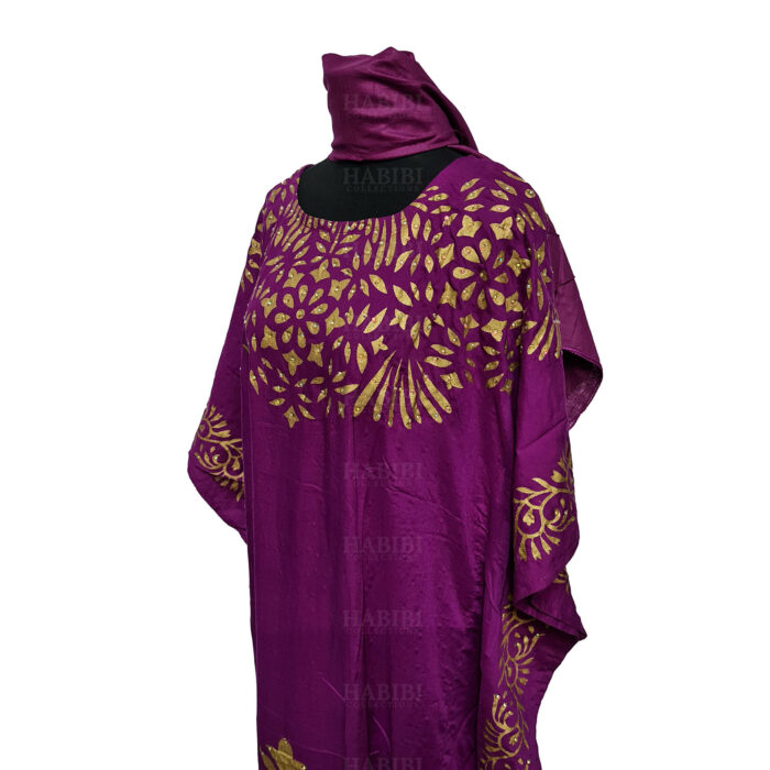 Kaftulp 008 Women’s Cotton Floral Multicoloured Kaftan Maxi Dress Free Size With Matching Scarf 184106