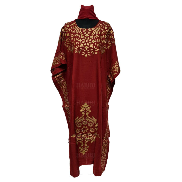 Kaftulp 010 Women’s Cotton Floral Multicoloured Kaftan Maxi Dress Free Size With Matching Scarf 184750