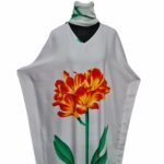 Kaftulp 012 Women’s Tulip Design Cotton Floral Multicoloured Kaftan Maxi Dress Free Size With Matching Scarf0604 164937