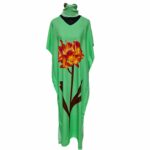 Kaftulp 013 Women’s Tulip Design Cotton Floral Multicoloured Kaftan Maxi Dress Free Size With Matching Scarf0604 160519