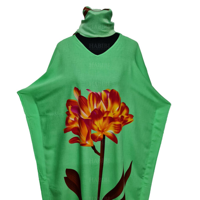 Kaftulp 013 Women’s Tulip Design Cotton Floral Multicoloured Kaftan Maxi Dress Free Size With Matching Scarf0604 160628