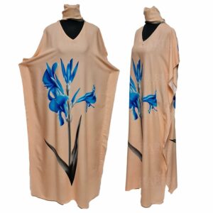 Kaftulp 016 Women’s Tulip Design Cotton Floral Multicoloured Kaftan Maxi Dress Free Size With Matching Scarf 06 04t225551.660