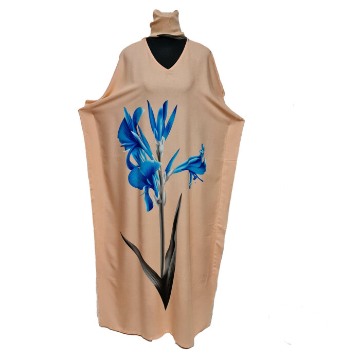Kaftulp 016 Women’s Tulip Design Cotton Floral Multicoloured Kaftan Maxi Dress Free Size With Matching Scarf0604 165424