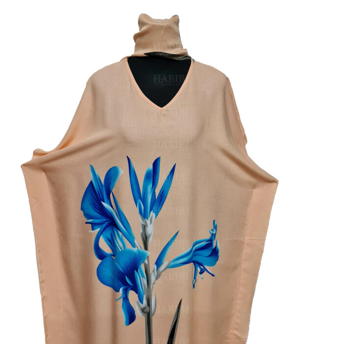 Kaftulp 016 Women’s Tulip Design Cotton Floral Multicoloured Kaftan Maxi Dress Free Size With Matching Scarf0604 165427