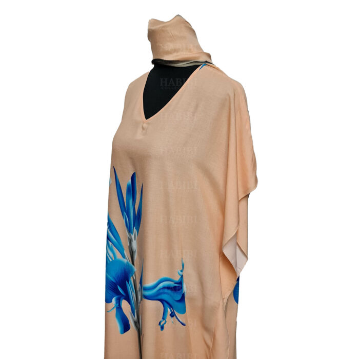 Kaftulp 016 Women’s Tulip Design Cotton Floral Multicoloured Kaftan Maxi Dress Free Size With Matching Scarf0604 165453