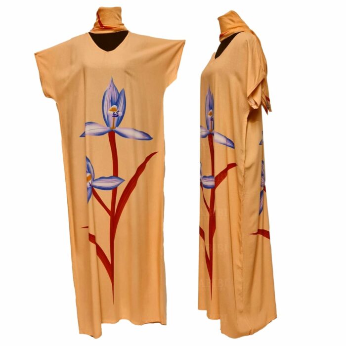 Kaftulp 020 Loose Fit Kaftan Tunic Holiday Dress Beach Cover Up Dubai Abaya Free Head Scarf (10)