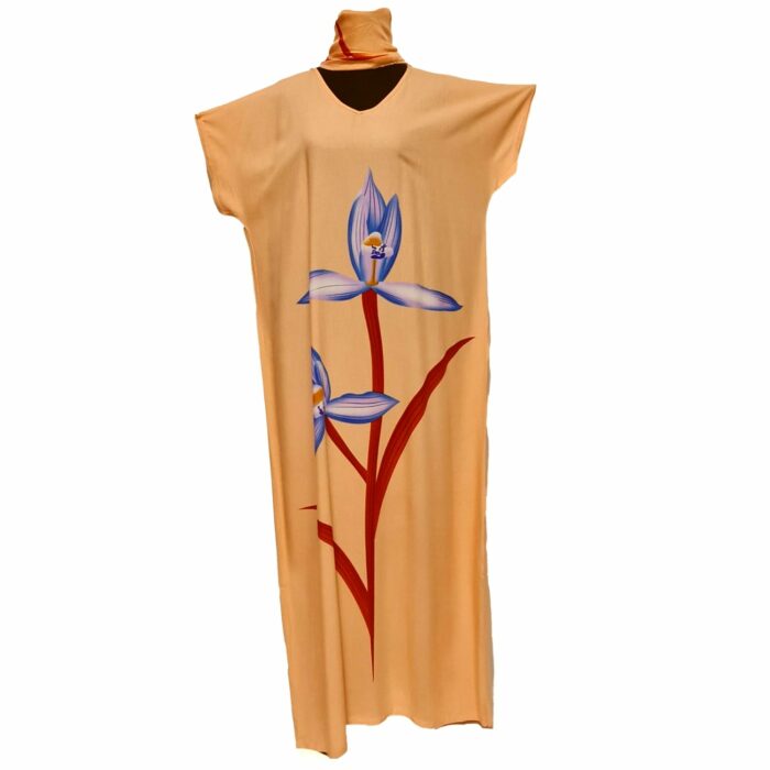 Kaftulp 020 Loose Fit Kaftan Tunic Holiday Dress Beach Cover Up Dubai Abaya Free Head Scarf (13)