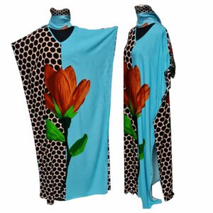 Kaftulp 024 Loose Fit Kaftan Tunic Holiday Dress Beach Cover Up Dubai Abaya Free Head Scarf (3)