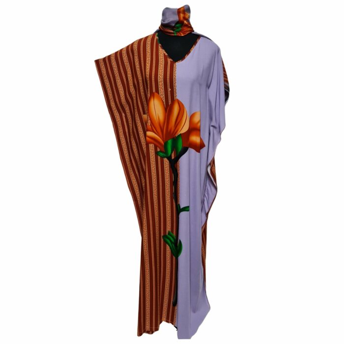 Kaftulp 025 Loose Fit Kaftan Tunic Holiday Dress Beach Cover Up Dubai Abaya Free Head Scarf 232632