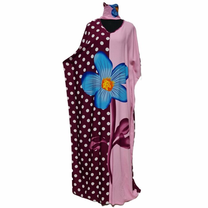 Kaftulp 028 Loose Fit Kaftan Tunic Holiday Dress Beach Cover Up Dubai Abaya Free Head Scarf(4)