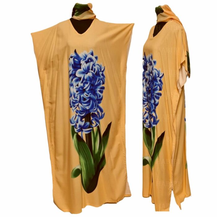 Kaftulp 030 Loose Fit Kaftan Tunic Holiday Dress Beach Cover Up Dubai Abaya Free Head Scarf (1)