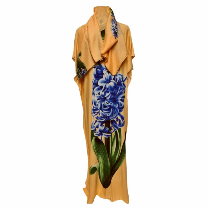 Kaftulp 030 Loose Fit Kaftan Tunic Holiday Dress Beach Cover Up Dubai Abaya Free Head Scarf (2)