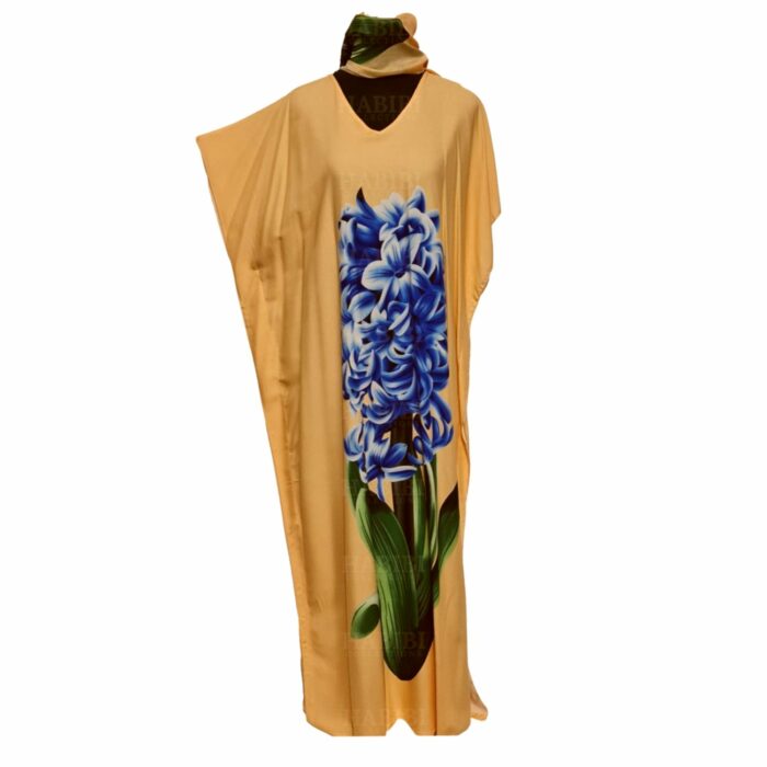 Kaftulp 030 Loose Fit Kaftan Tunic Holiday Dress Beach Cover Up Dubai Abaya Free Head Scarf (5)