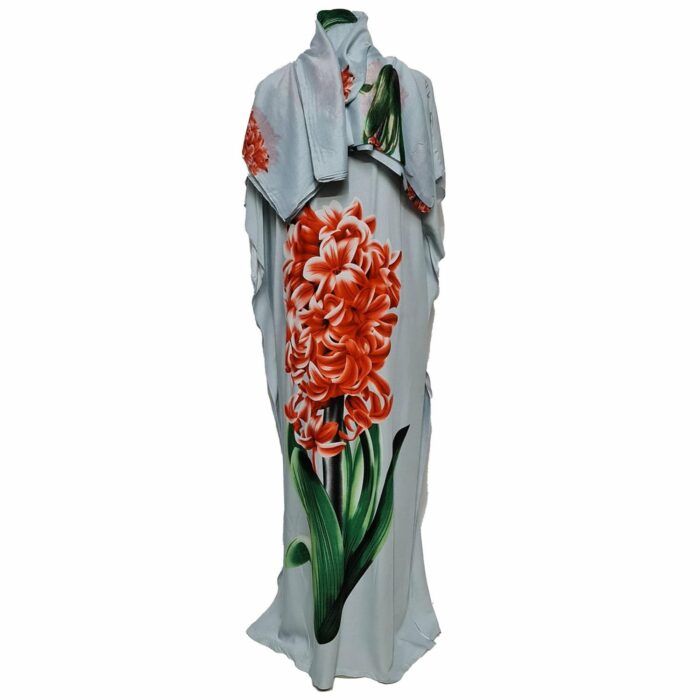 Kaftulp 031 Loose Fit Kaftan Tunic Holiday Dress Beach Cover Up Dubai Abaya Free Head Scarf (10)