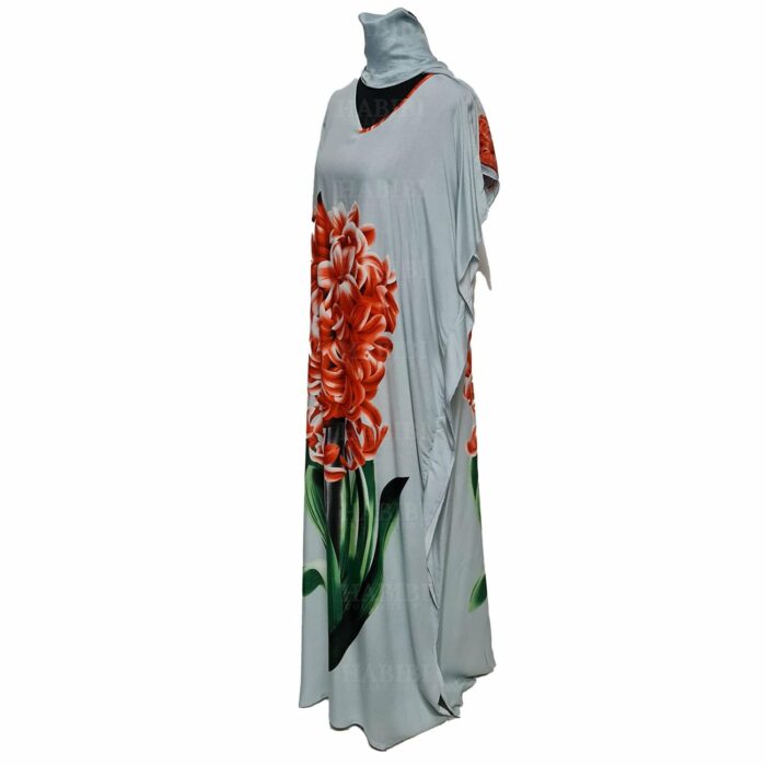 Kaftulp 031 Loose Fit Kaftan Tunic Holiday Dress Beach Cover Up Dubai Abaya Free Head Scarf (11)