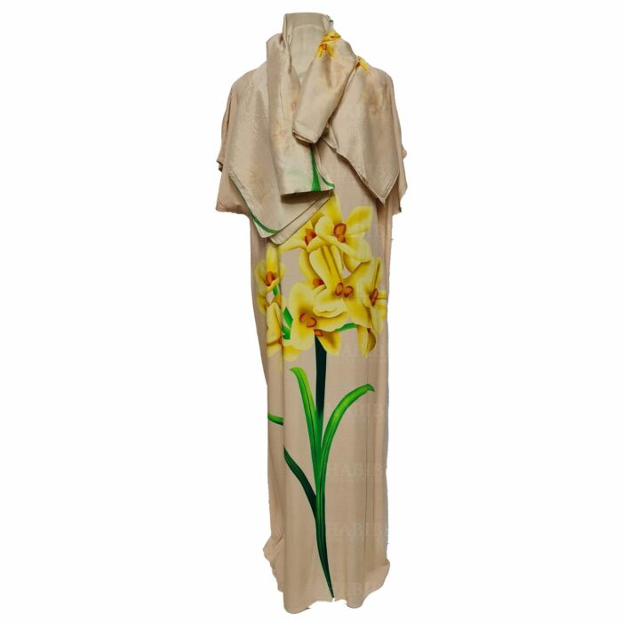Kaftulp 032 Loose Fit Kaftan Tunic Holiday Dress Beach Cover Up Dubai Abaya Free Head Scarf (8)