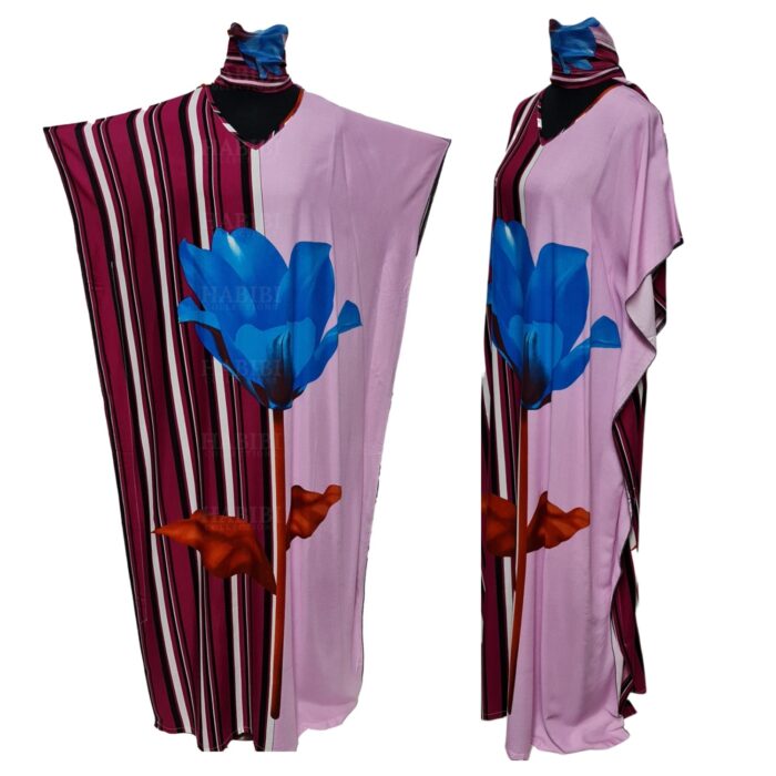 Kaftulp 037 Women’s Kaftan Loose Fit Tunic Dress Sequin Floral Maxi Dress (3)