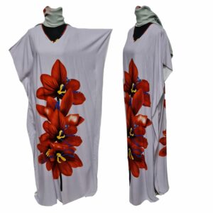 Kaftulp 041 Loose Fit Kaftan Tunic Holiday Dress Beach Cover Up Dubai Abaya Free Head Scarf (11)