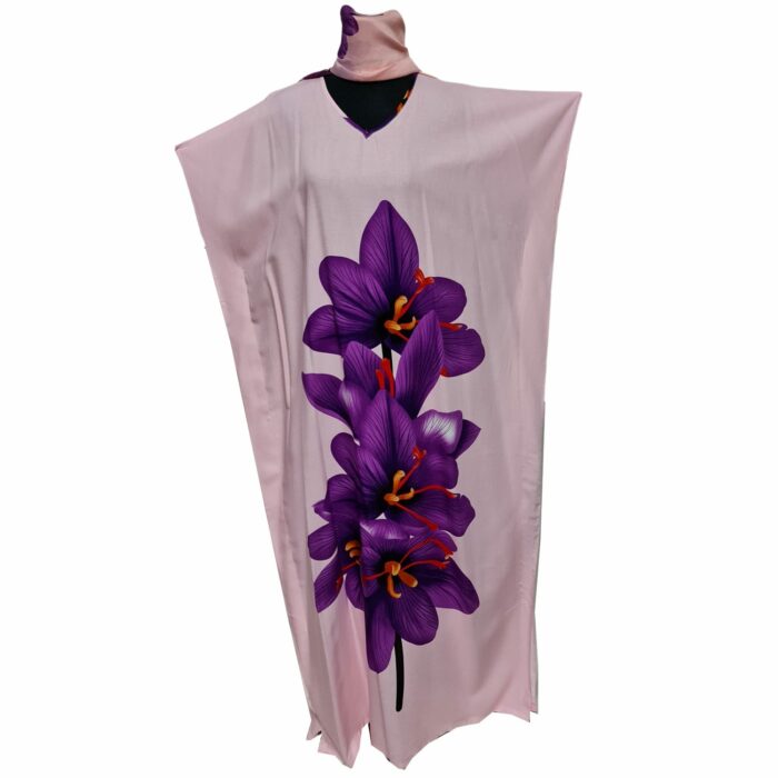 Kaftulp 042 Loose Fit Kaftan Tunic Holiday Dress Beach Cover Up Dubai Abaya Free Head Scarf (10)