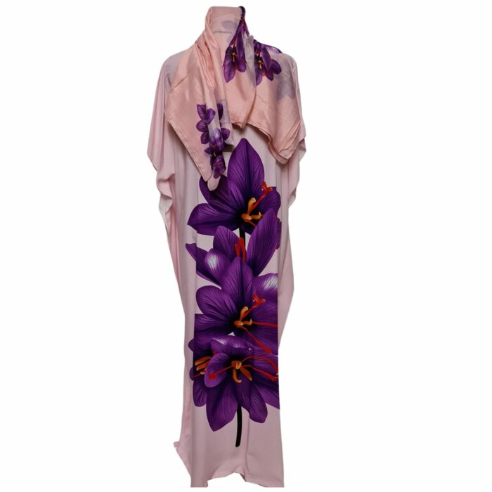 Kaftulp 042 Loose Fit Kaftan Tunic Holiday Dress Beach Cover Up Dubai Abaya Free Head Scarf (7)