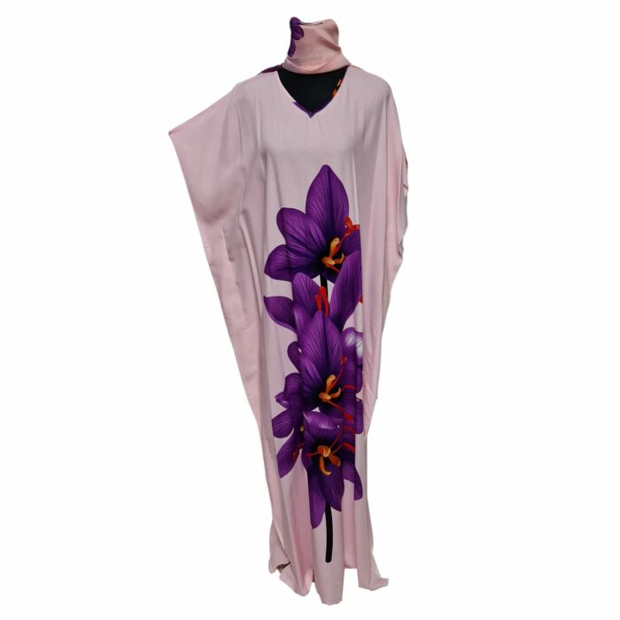 Kaftulp 042 Loose Fit Kaftan Tunic Holiday Dress Beach Cover Up Dubai Abaya Free Head Scarf (8)