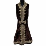 Kafvelvet D Brown Women Moroccan Thick Velvet Long Maxi Dress Abaya Robe Luxury Kaftan Jilbab (1)