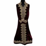 Kafvelvet D Burgundy Women Moroccan Thick Velvet Long Maxi Dress Abaya Robe Luxury Kaftan Jilbab (1)