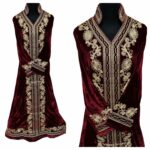 Kafvelvet H Maroon Women Moroccan Thick Velvet Long Maxi Dress Abaya Robe Luxury Kaftan Jilbab