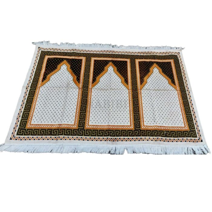 Karabat3ppl 011 Large Cream Off White Islamic Rug Prayer Mat Musallah Janamaaz (4 People) White (1)