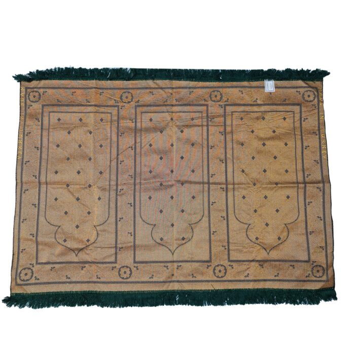 Karbat3ppl 0044 Extra Large Dark Green Islamic Prayer Mat Musallah Janamaaz (3 People) (2)