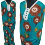 Women's Maroon Diamante Floral Kaftan Abaya Dress