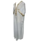 Khaal1 2021 Men Moroccan White Gold Short Sleeves Thobe Jubba Kandora (3)
