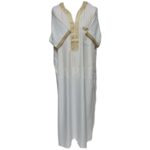 Khaal1 2021 Men Moroccan White Gold Short Sleeves Thobe Jubba Kandora (4)