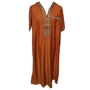 Khaal2 2021 Men Moroccan Rusty Gold Short Sleeves Thobe Jubba Kandora (9)