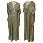Khaal3 2021 Men Moroccan Light Green Short Sleeves Thobe Jubba Kandora