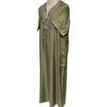 Khaal3 2021 Men Moroccan Light Green Short Sleeves Thobe Jubba Kandora (2)