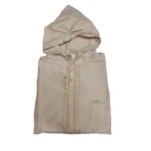 Khalkidcrm 007 Boy's Moroccan Cream Long Sleeve Hooded Polyester Thobe Jubba Djellaba +trouser