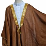 Kharbat Bsht 003 New Men's Bisht Cloak Arab Dress Thobe Islam Robe Eid Kaftan Jacket Wedding Brwn003 (4)