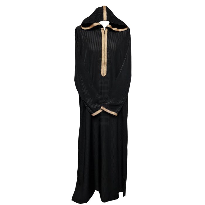 Khlcstmmdehd 001 Moroccan Black Striped Zip Front Long Sleeve Hooded Thobe Jubba Djellaba2khlcstmmdehd 001 Moroccan Black Striped Zip Front Long Sleeve Hooded Thobe Jubba Djellaba518 165836