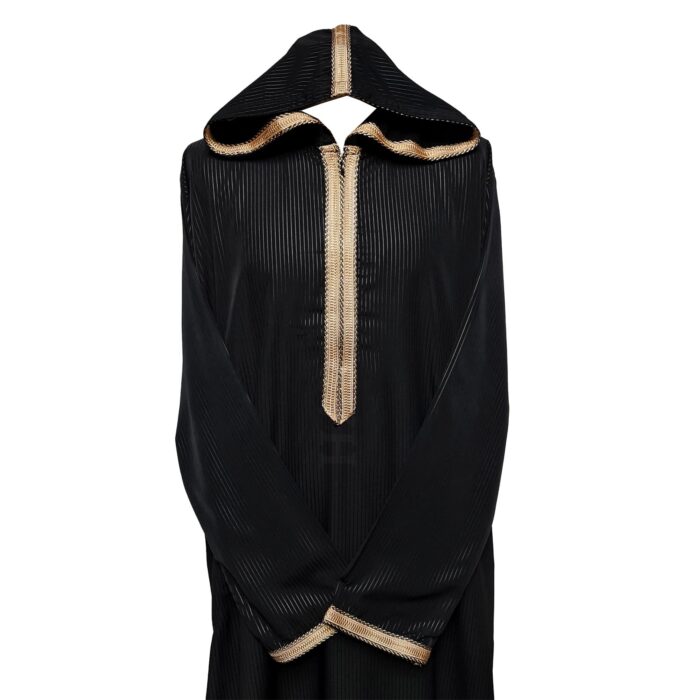 Khlcstmmdehd 001 Moroccan Black Striped Zip Front Long Sleeve Hooded Thobe Jubba Djellaba2khlcstmmdehd 001 Moroccan Black Striped Zip Front Long Sleeve Hooded Thobe Jubba Djellaba518 165846