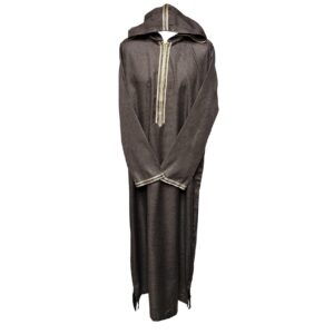 Khlplnhd 003 Moroccan Brown Zip Front Long Sleeve Hooded Thobe Jubba Djellaba 003 (1)