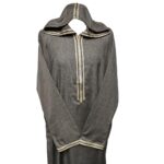 Khlplnhd 004 Moroccan Beige Grey Zip Front Long Sleeve Hooded Thobe Jubba Djellaba 185949