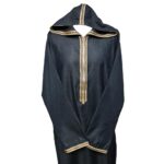 Khlplnhd 008 Moroccan Dark Grey Zip Front Long Sleeve Hooded Thobe Jubba Djellaba 008 (2)