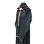 Khlplnhd 008 Moroccan Dark Grey Zip Front Long Sleeve Hooded Thobe Jubba Djellaba 008 (3)